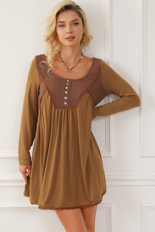 Camel Color Lace Dress