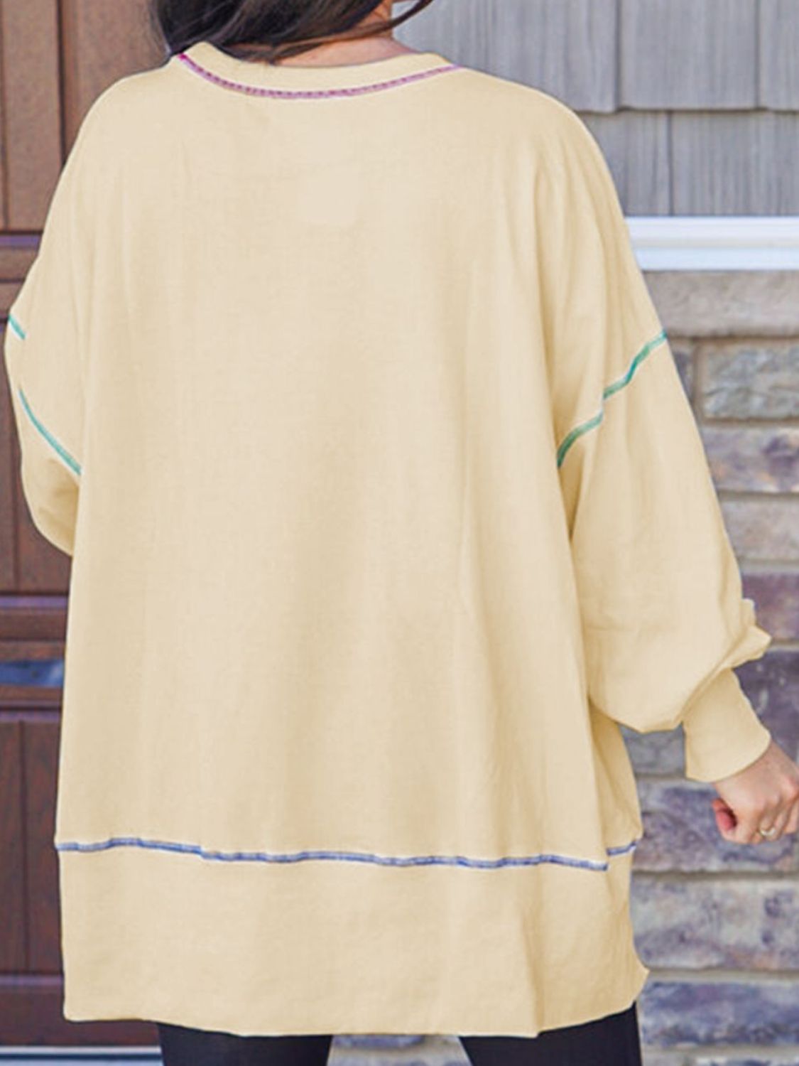 The Color Trim Lantern Sleeve Sweatshirt