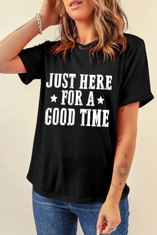 The Good Time Letter Graphic Round Neck T-Shirt