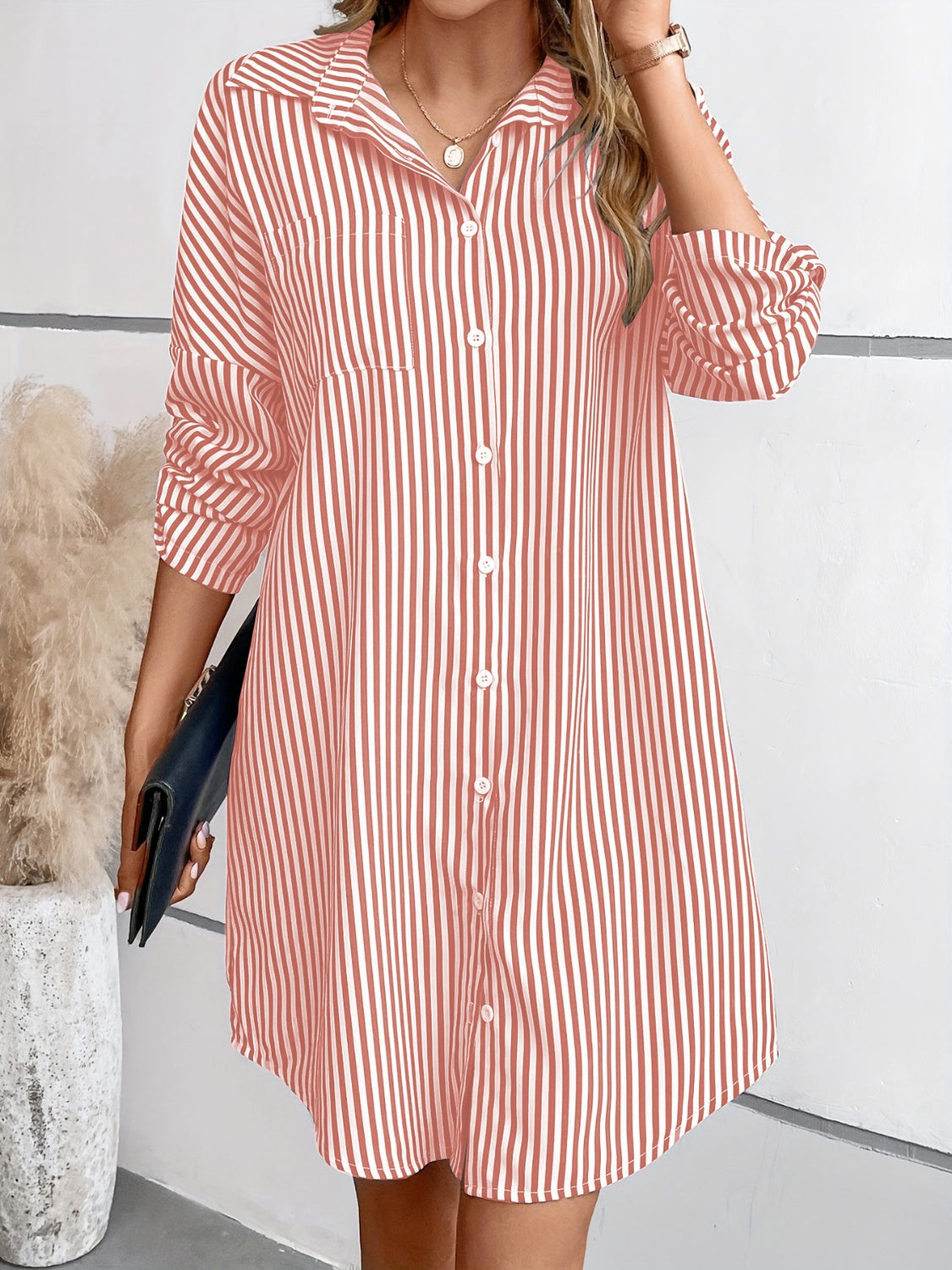 The Striped Mini Shirt Dress