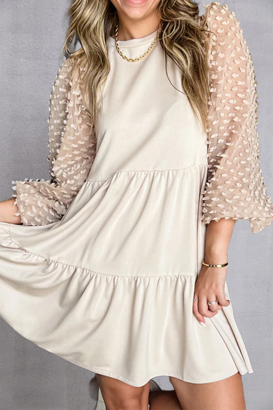 The Ivory Balloon Sleeve Mini Dress