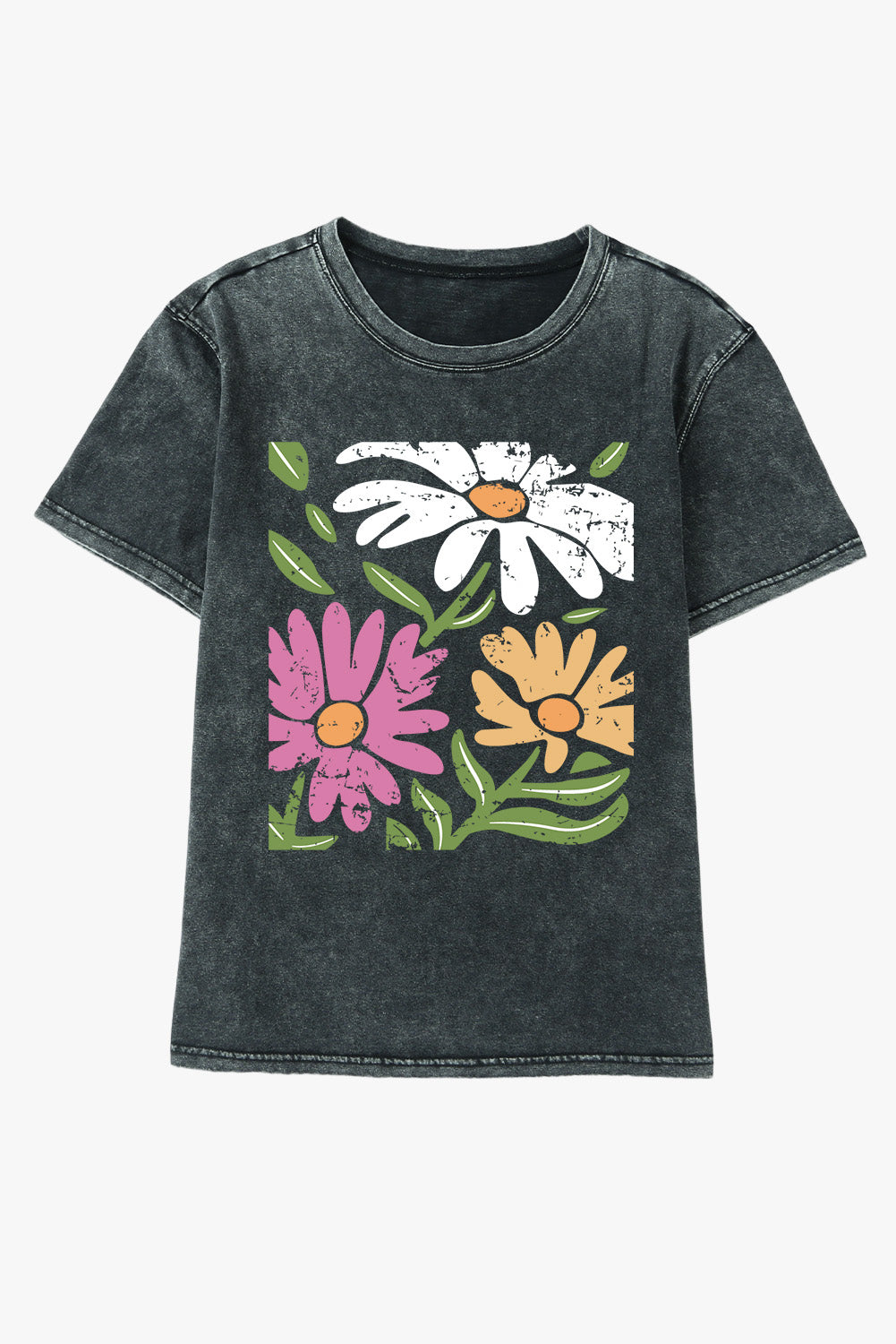 The Flower Graphic Round Neck Short Sleeve T-Shirt