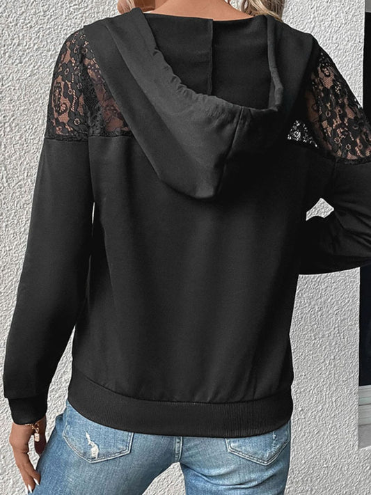 The Lace Trim Dropped Shoulder Hoodie