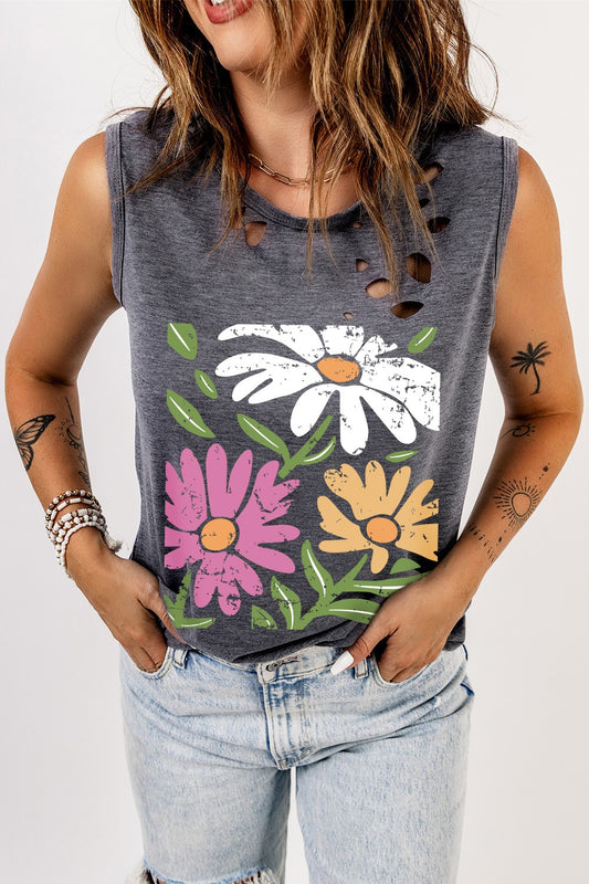 The Distressed Graphic Round Neck Tank