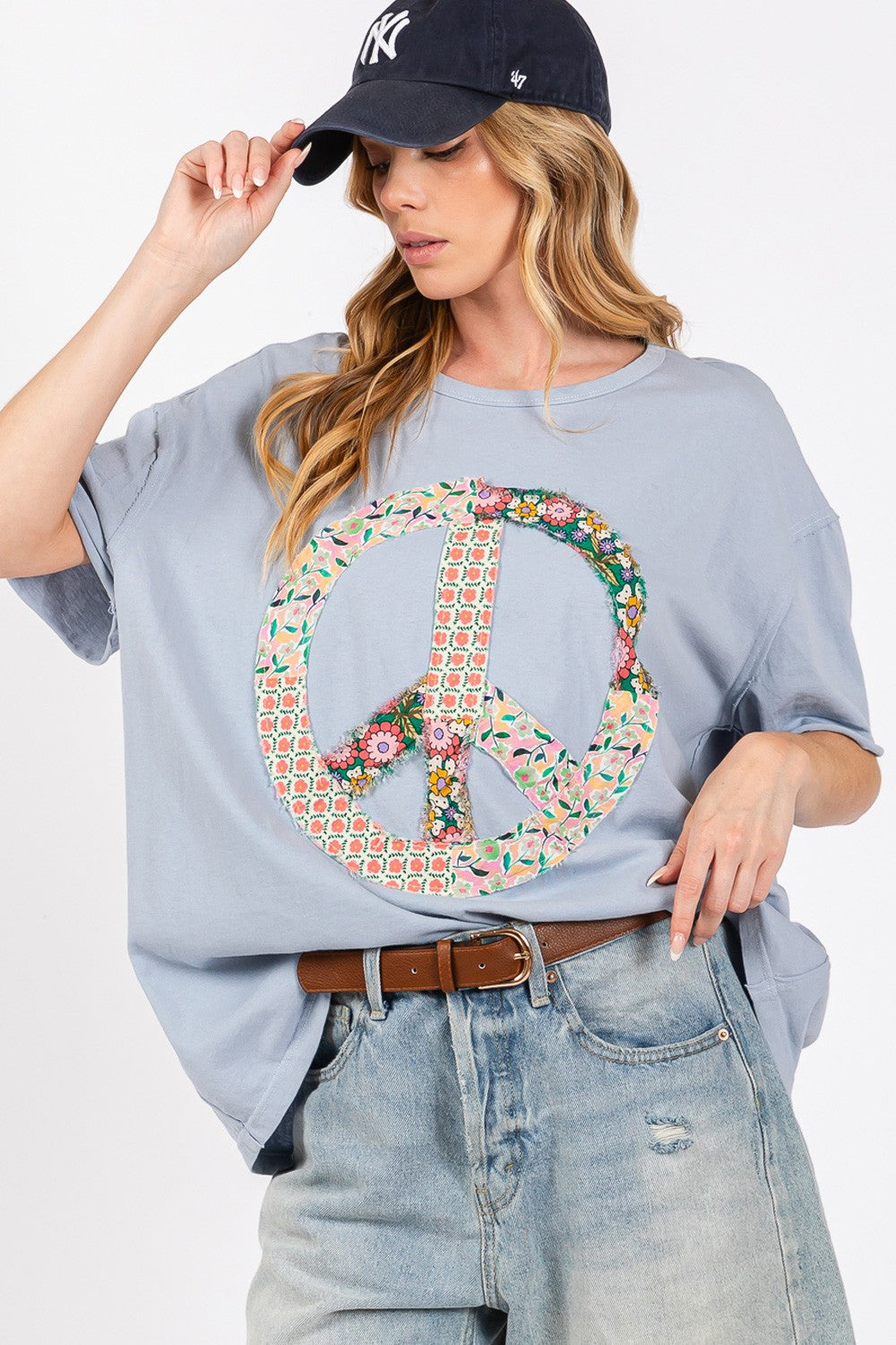 The Peace Sign Round Neck Half Sleeve T-Shirt