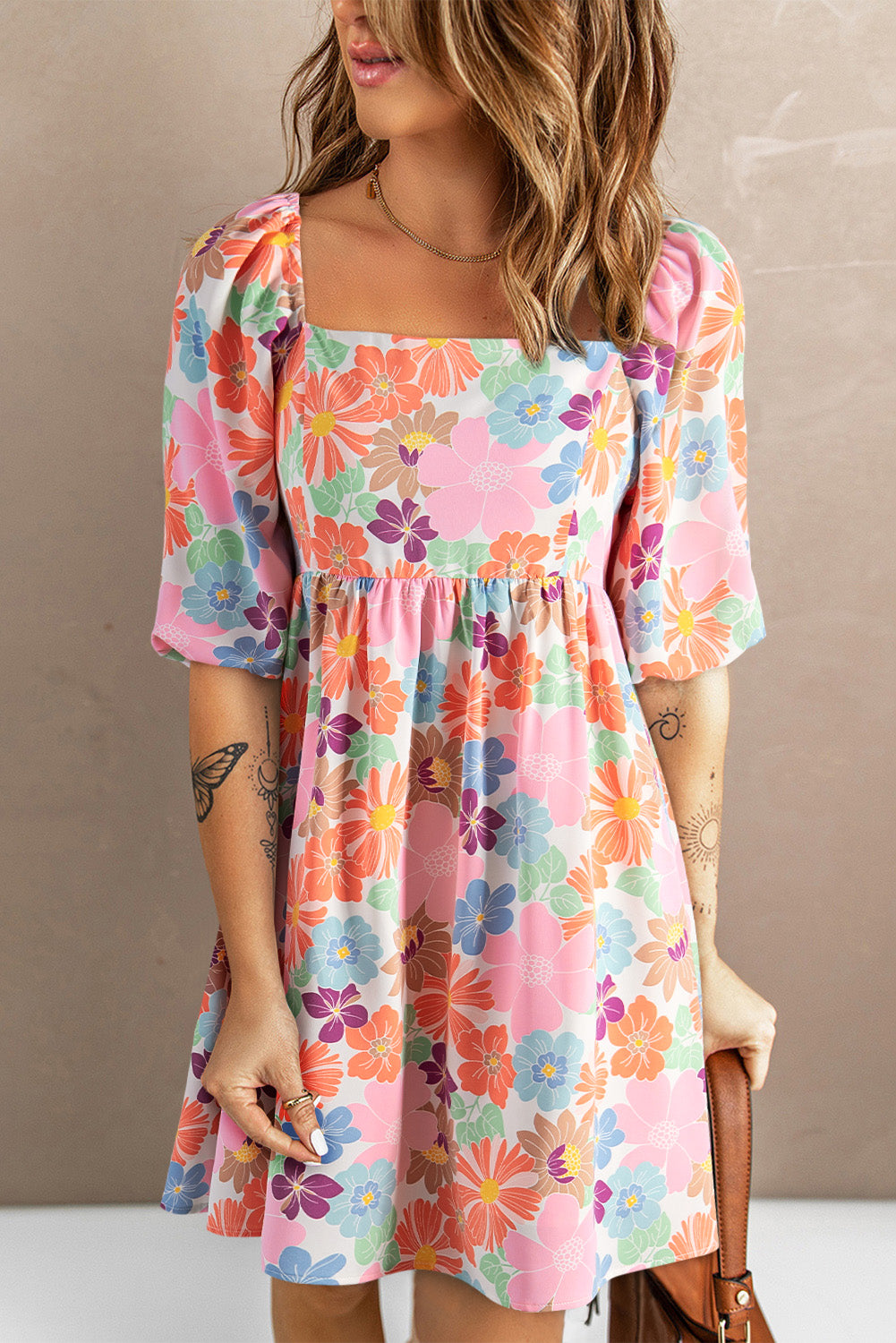 The Printed Half Sleeve Mini Dress