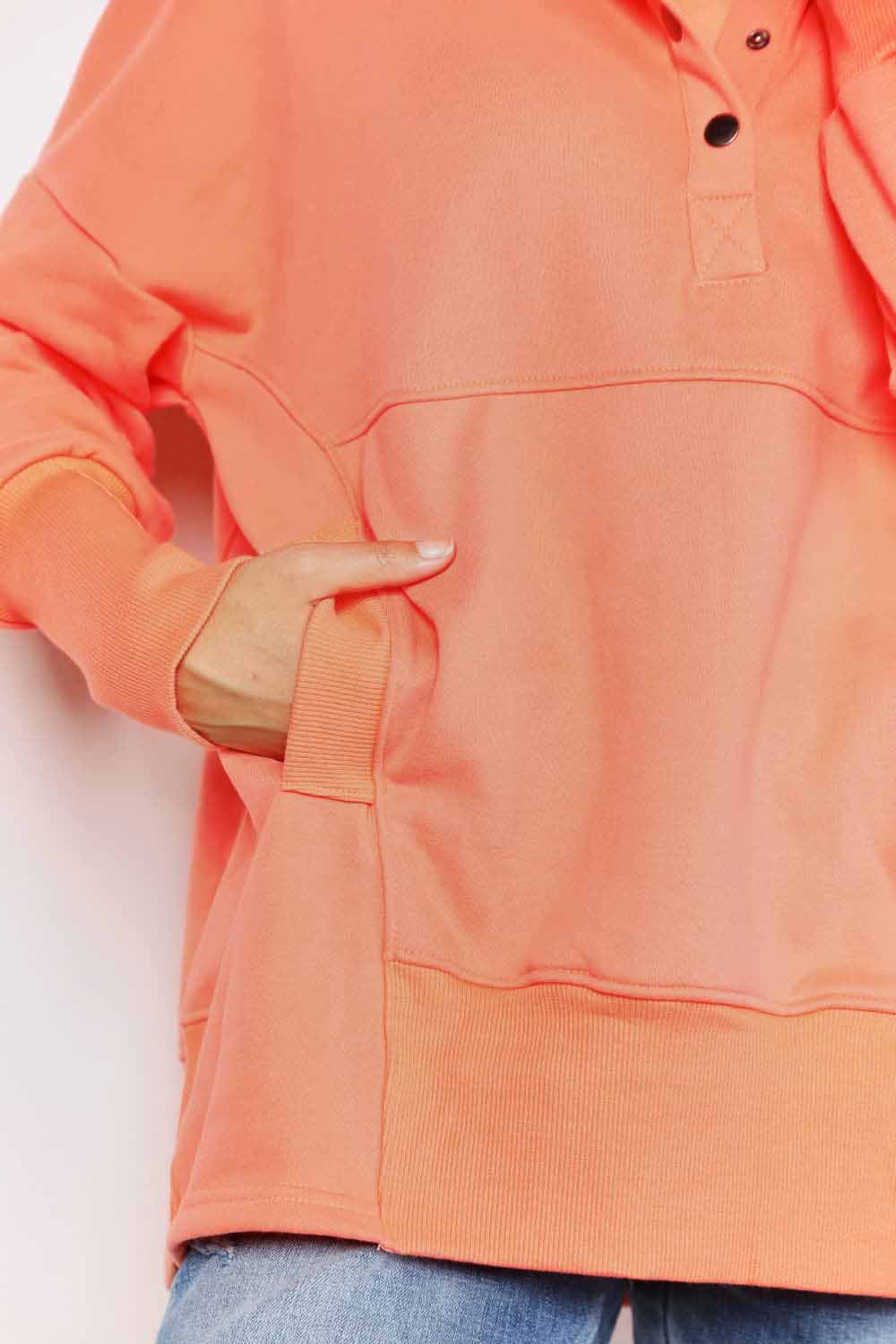 The Tangerine Quarter-Snap Dropped Shoulder Hoodie