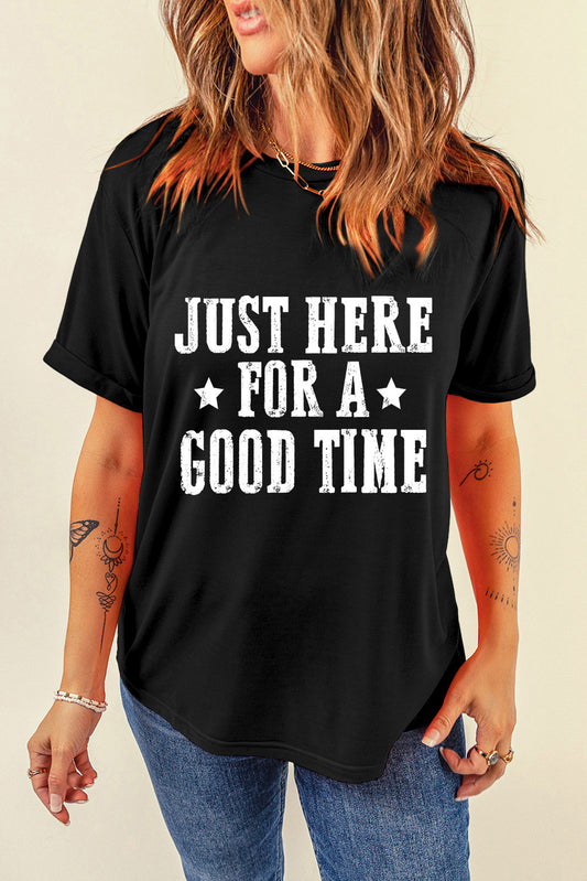 The Good Time Letter Graphic Round Neck T-Shirt