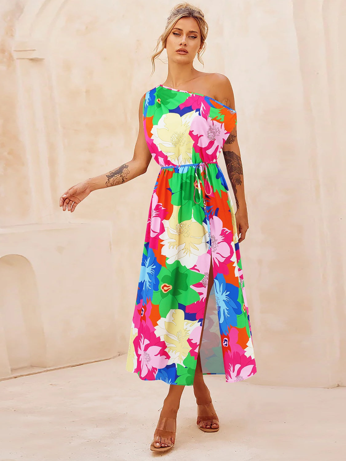 The Printed One Shoulder Dress