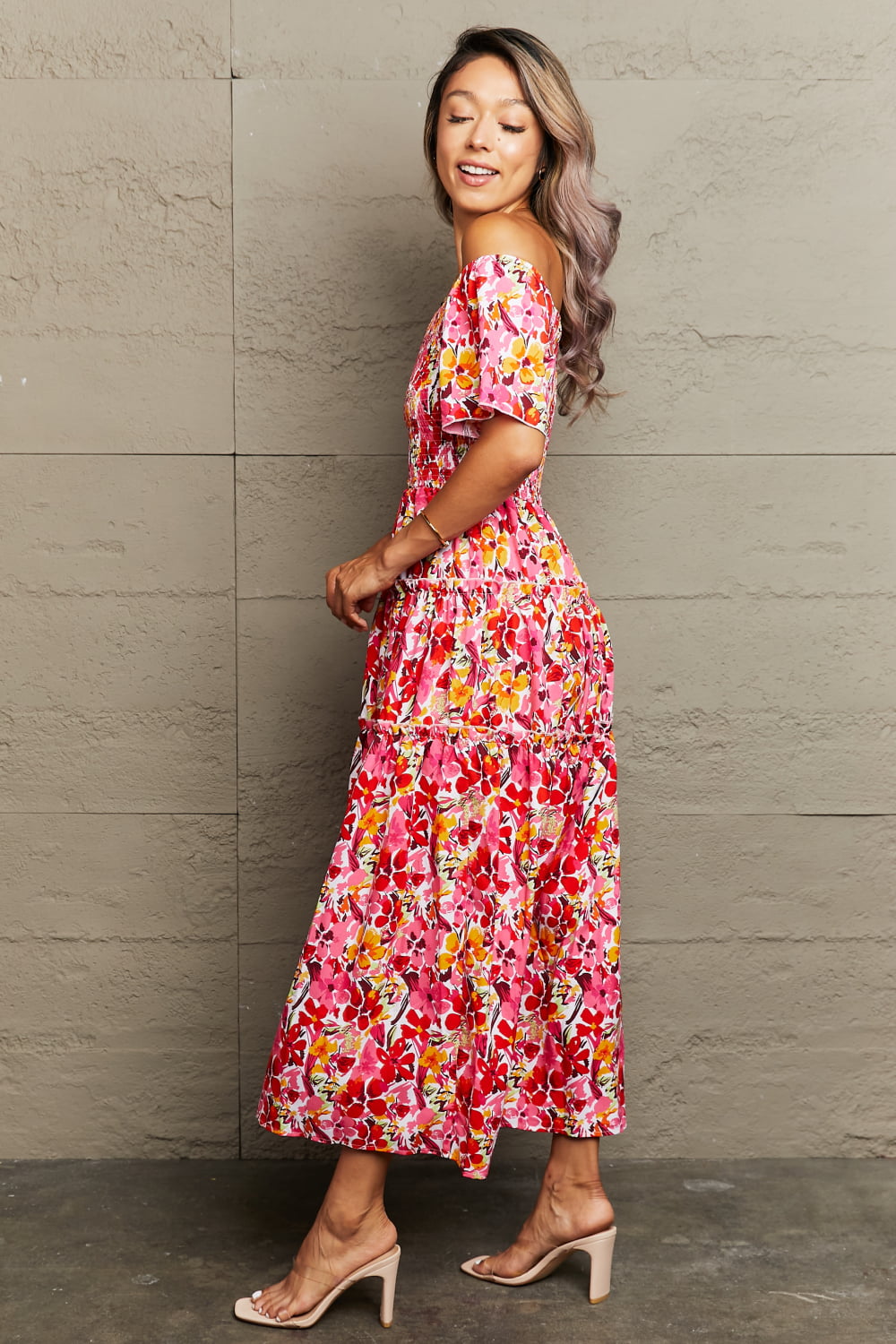 The Off-Shoulder Frill Trim Maxi Dress