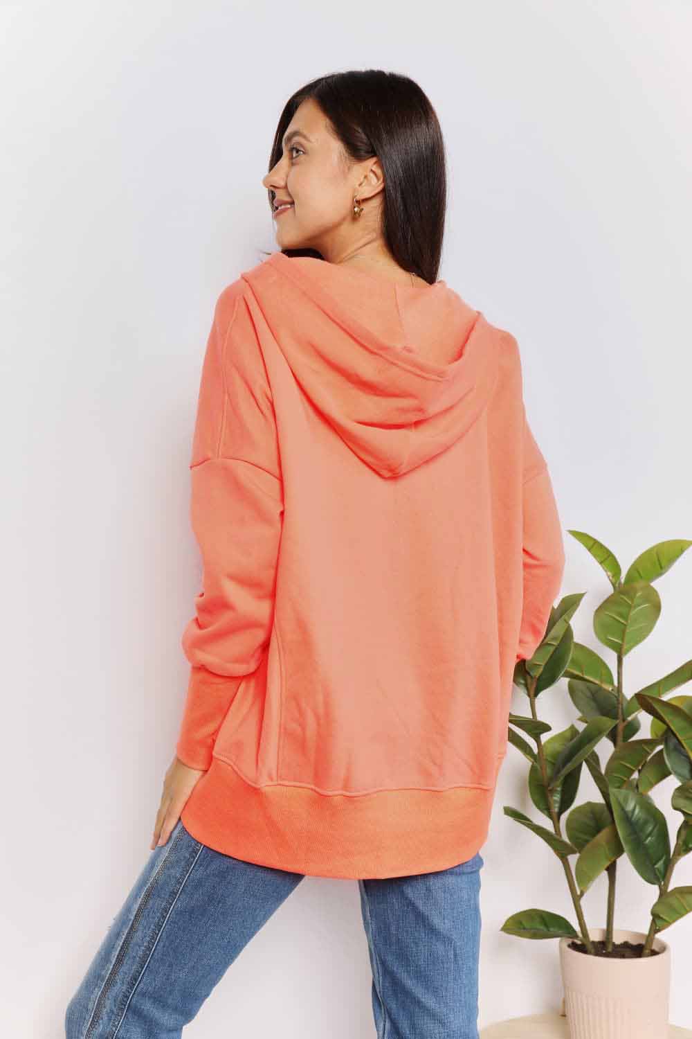 The Tangerine Quarter-Snap Dropped Shoulder Hoodie