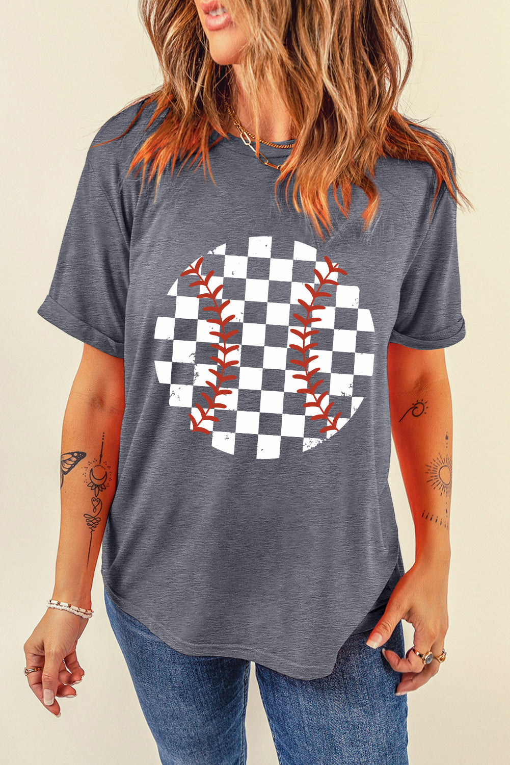 The Checkered Graphic Round Neck T-Shirt