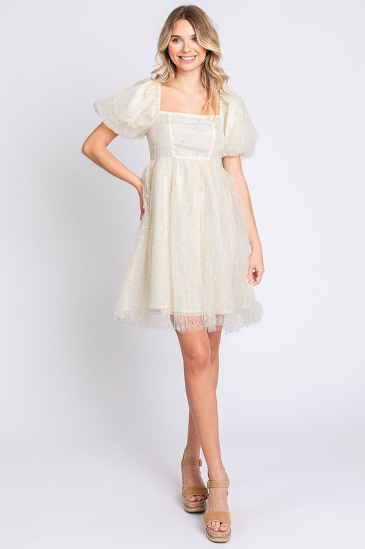 The Pearl Puff Sleeve Babydoll Dress