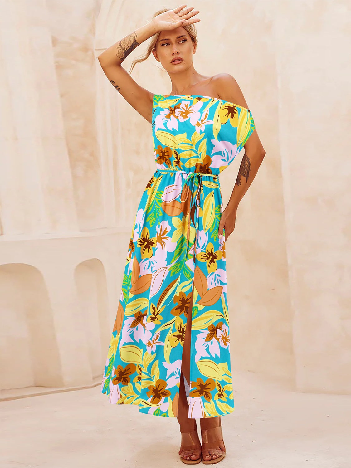 The Printed One Shoulder Dress