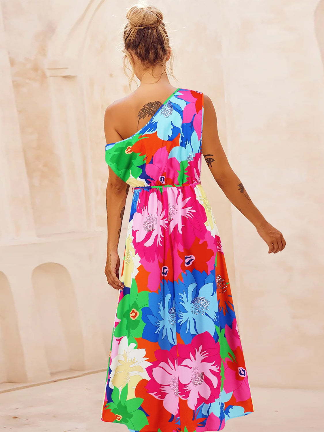 The Printed One Shoulder Dress