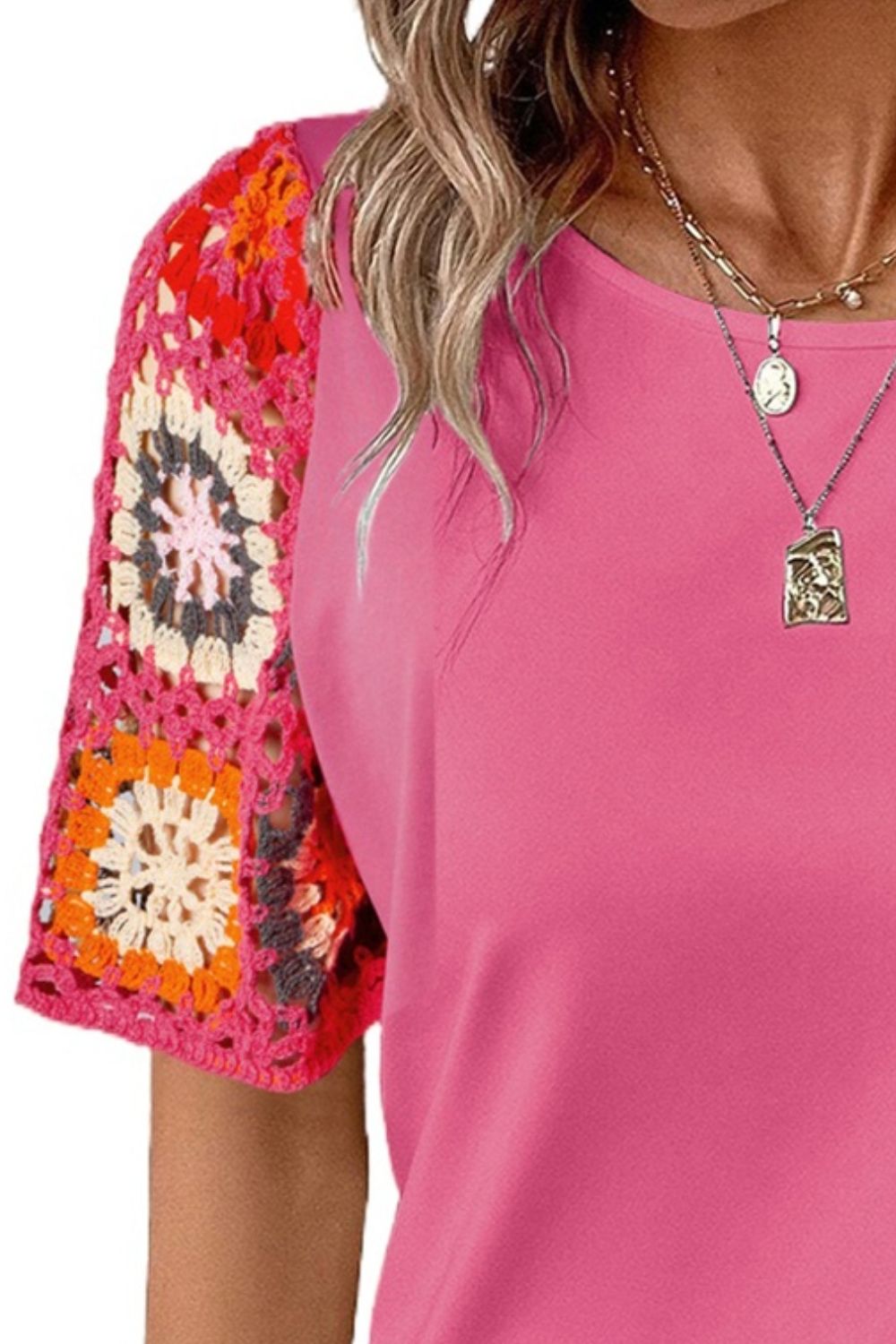 The Geo Round Neck Short Sleeve Blouse