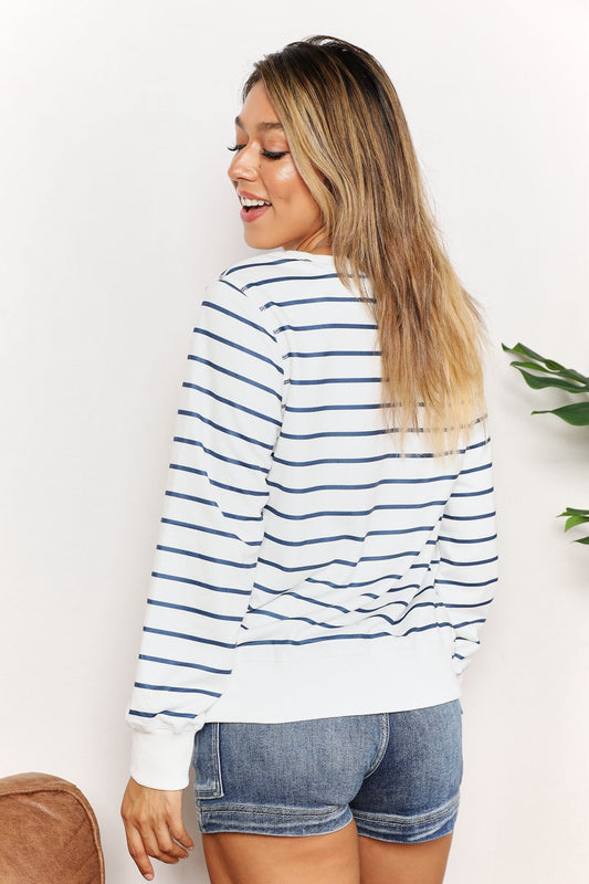 The Striped Long Sleeve Round Neck Top