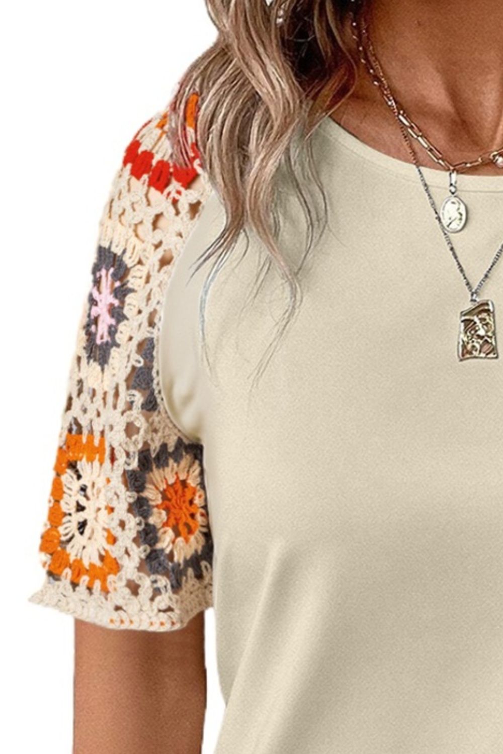 The Geo Round Neck Short Sleeve Blouse