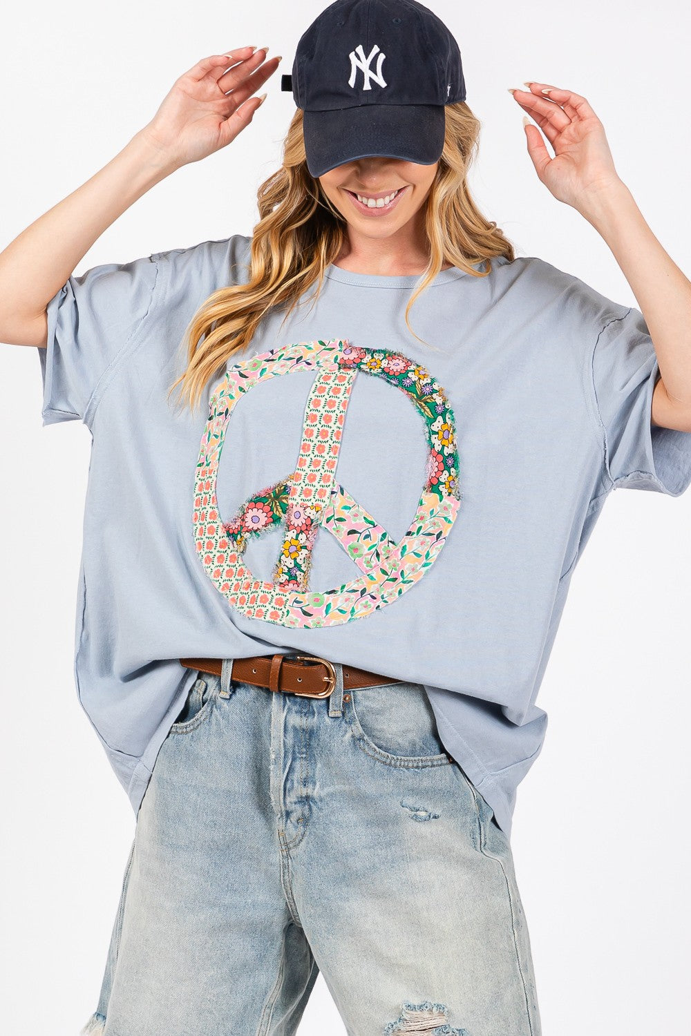 The Peace Sign Round Neck Half Sleeve T-Shirt