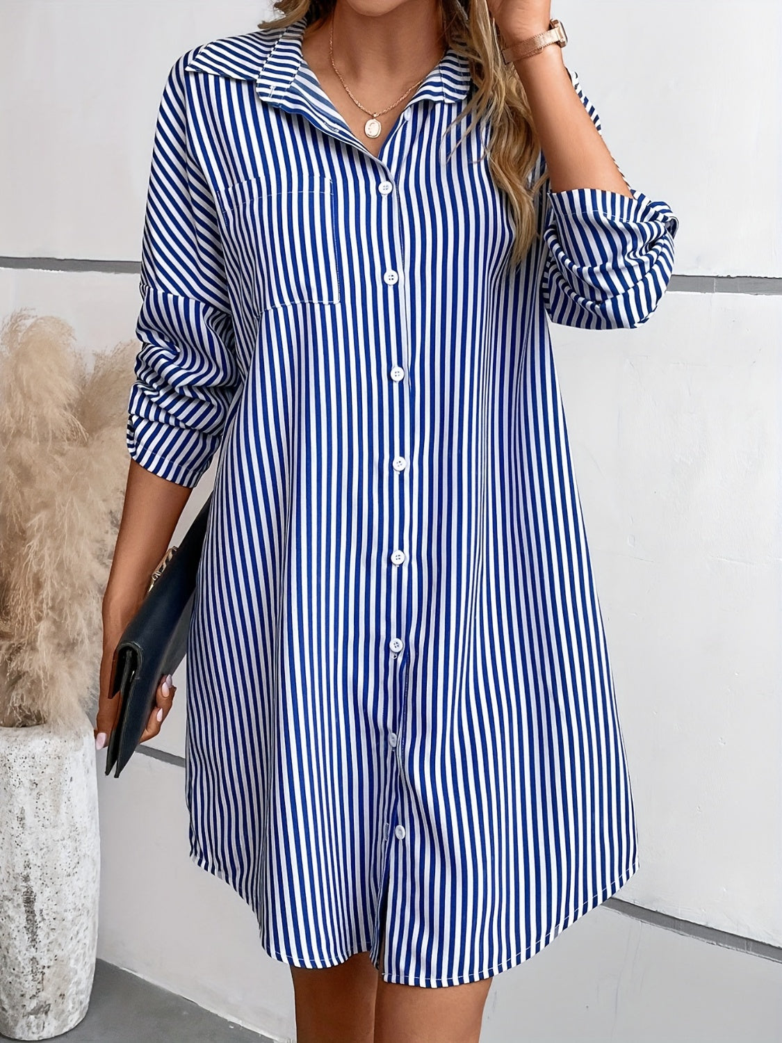 The Striped Mini Shirt Dress