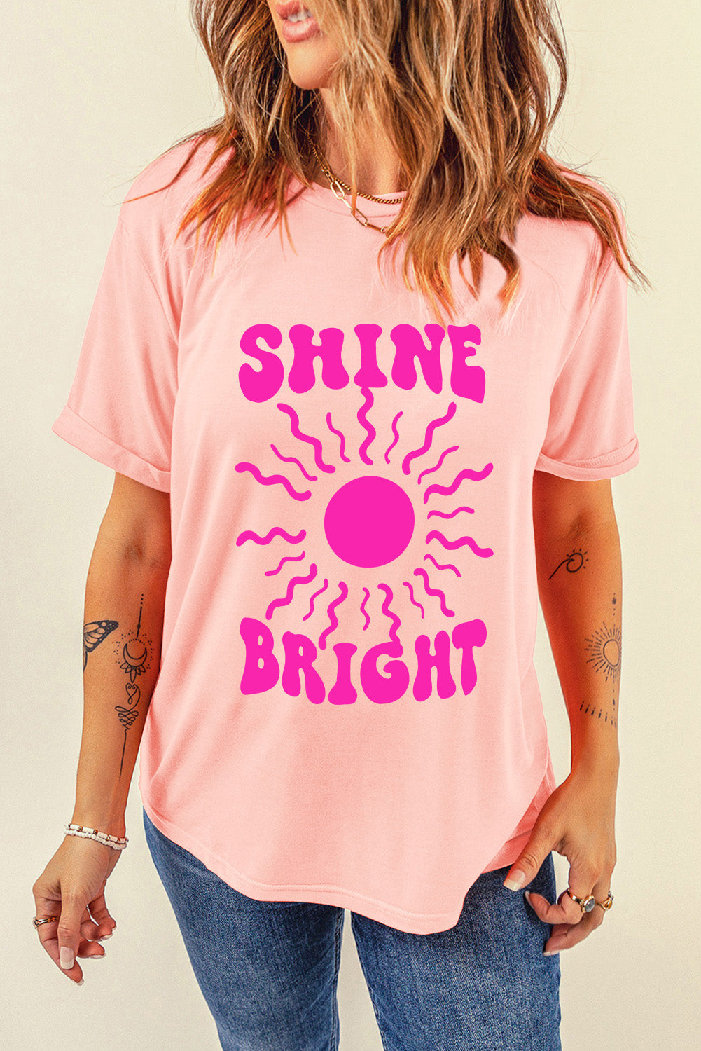 The SHINE BRIGHT Round Neck Short Sleeve T-Shirt