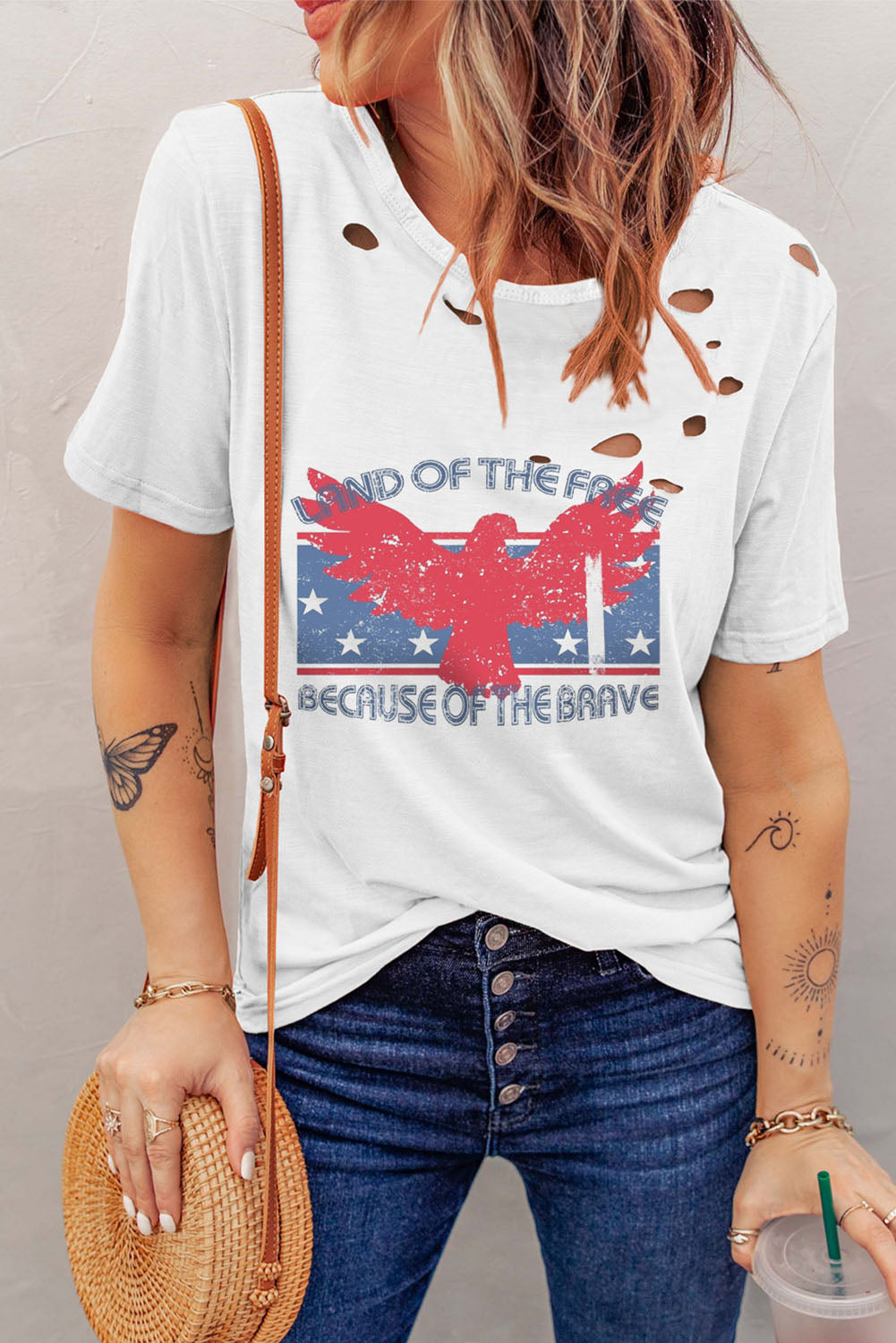 The Land of the Free Cutout Graphic T-Shirt