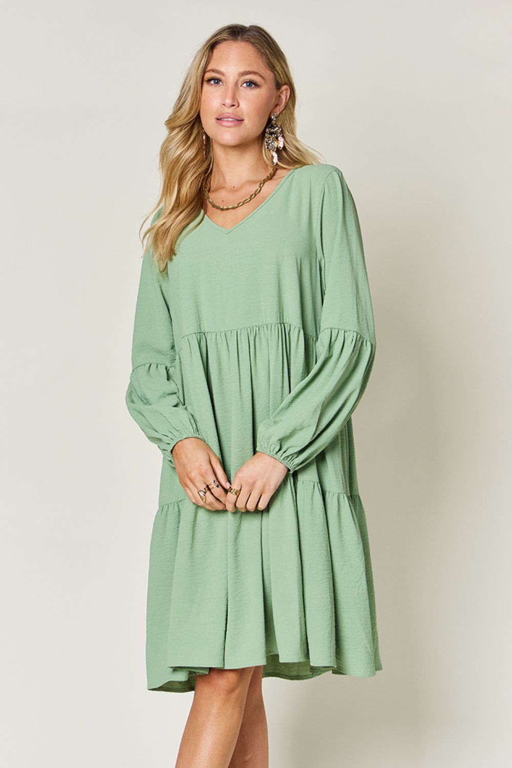 The Balloon Sleeve Tiered Dress