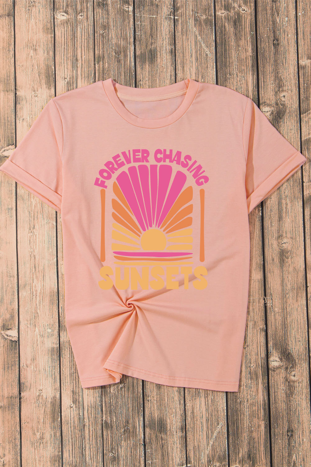 The FOREVER CHASING SUNSETS Round Neck T-Shirt