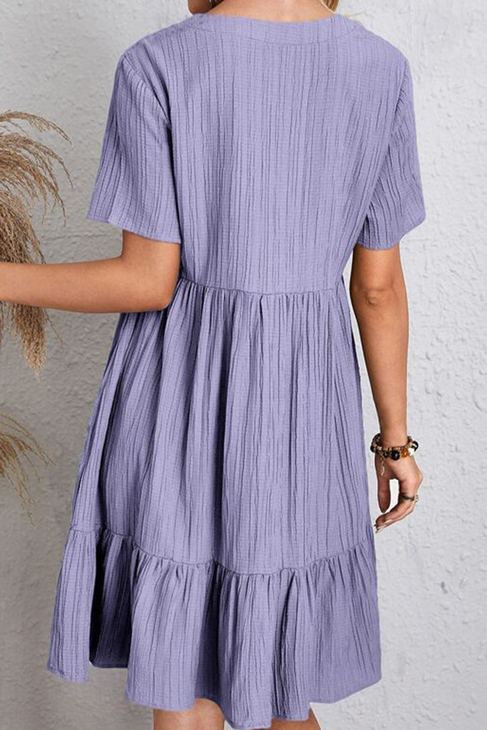 The Ruched V-Neck Short Sleeve Dress