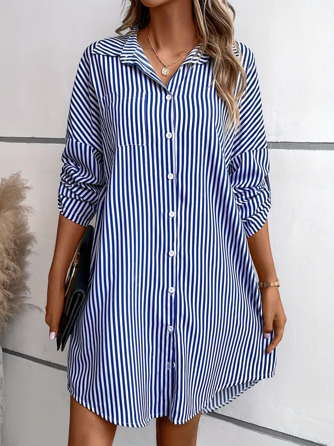 The Striped Mini Shirt Dress