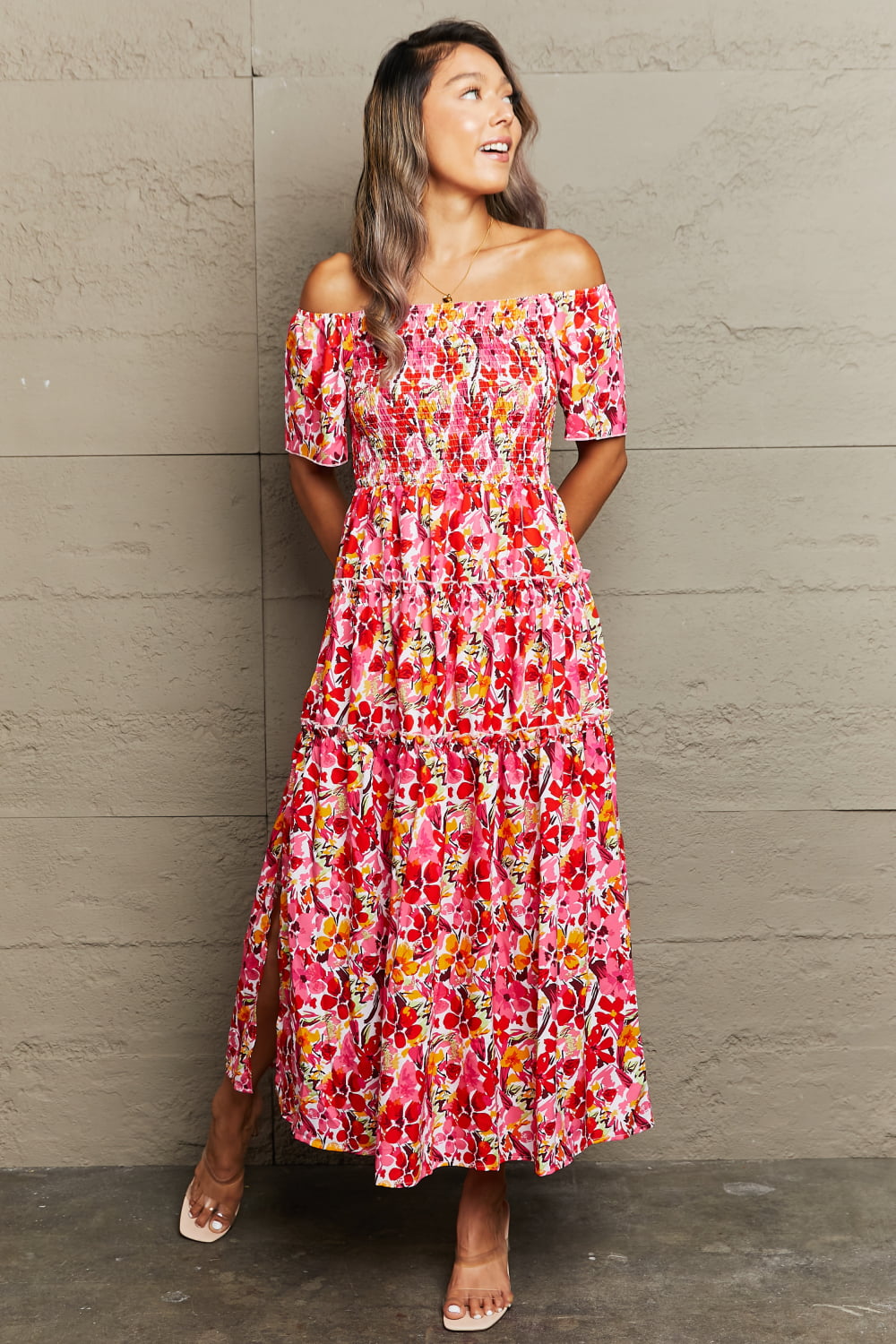 The Off-Shoulder Frill Trim Maxi Dress