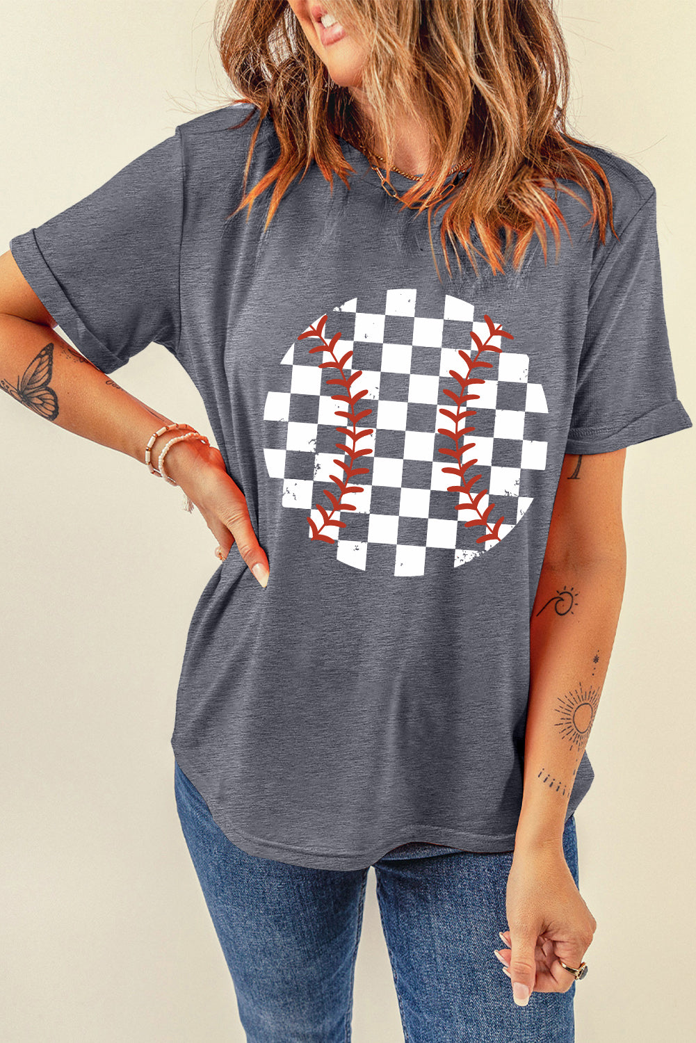 The Checkered Graphic Round Neck T-Shirt