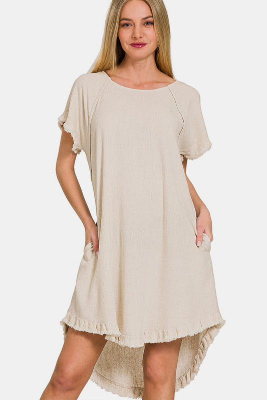 The Fringe Edge High Low Flowy Dress with Pockets