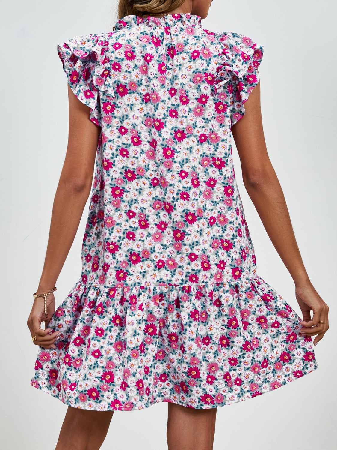 The Floral Cap Sleeve Mini Dress