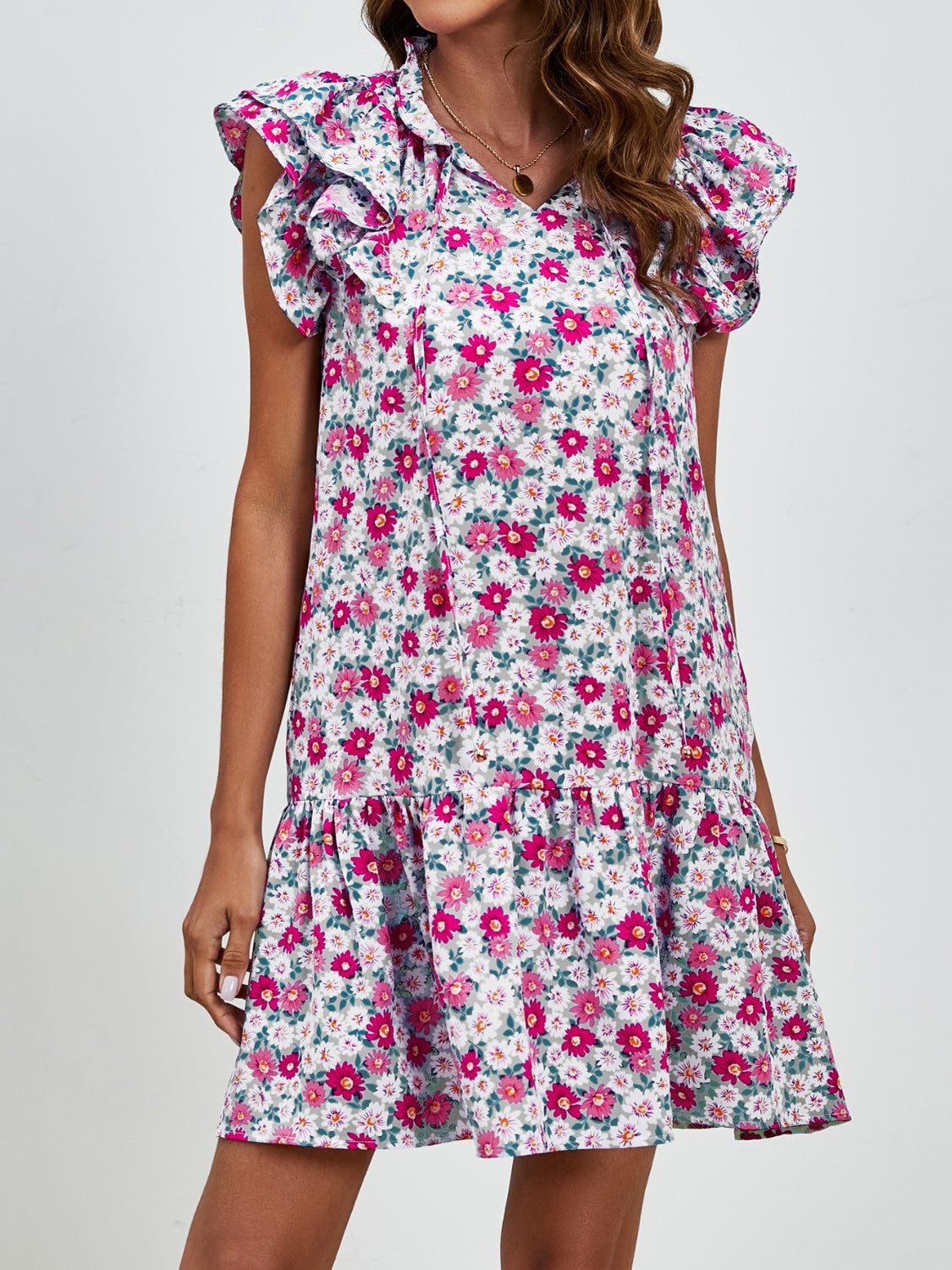 The Floral Cap Sleeve Mini Dress