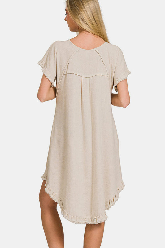 The Fringe Edge High Low Flowy Dress with Pockets