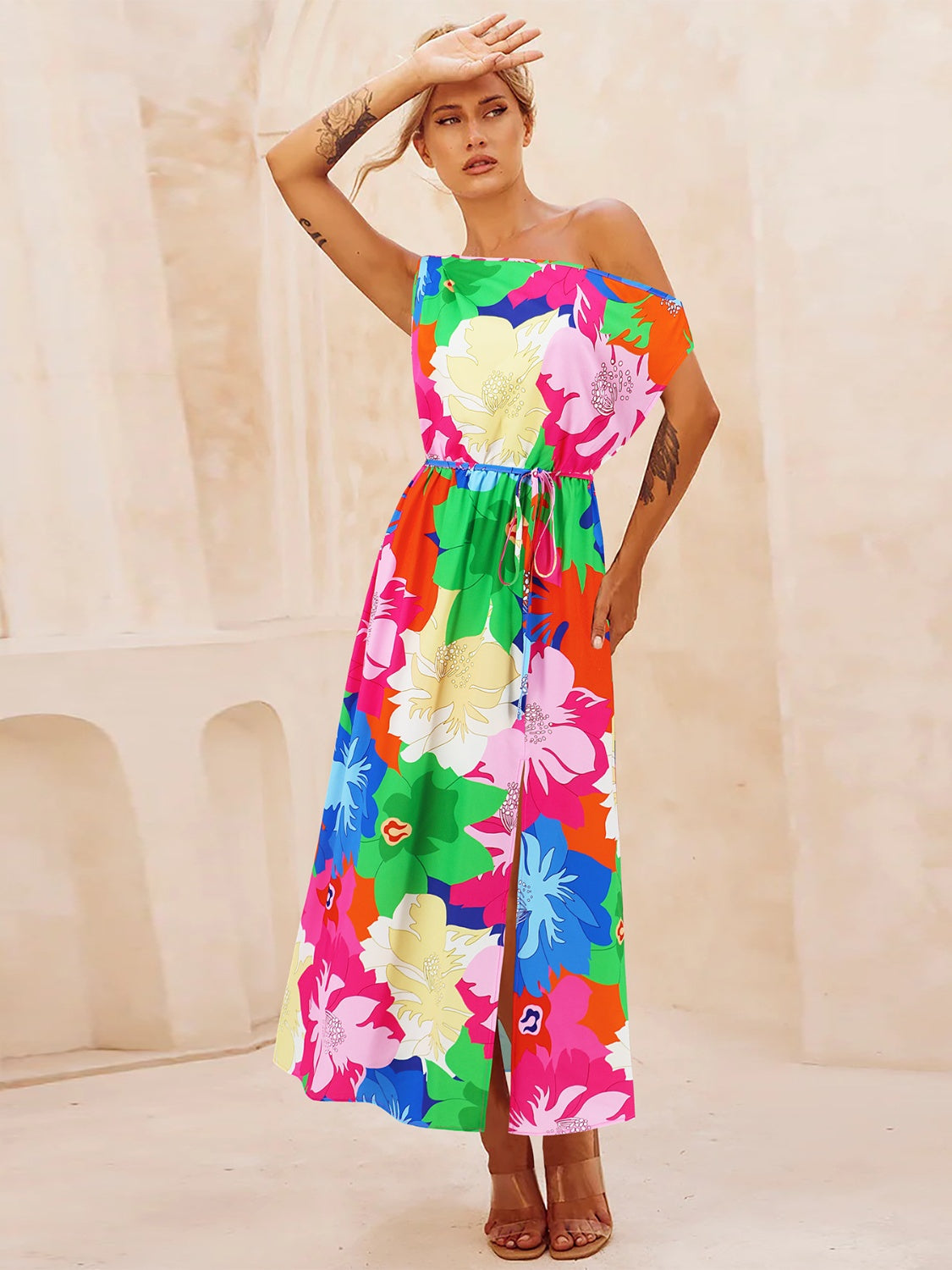 The Printed One Shoulder Dress