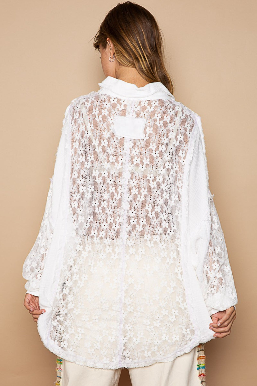 The Off White Oversize Lace Button-Down Shirt