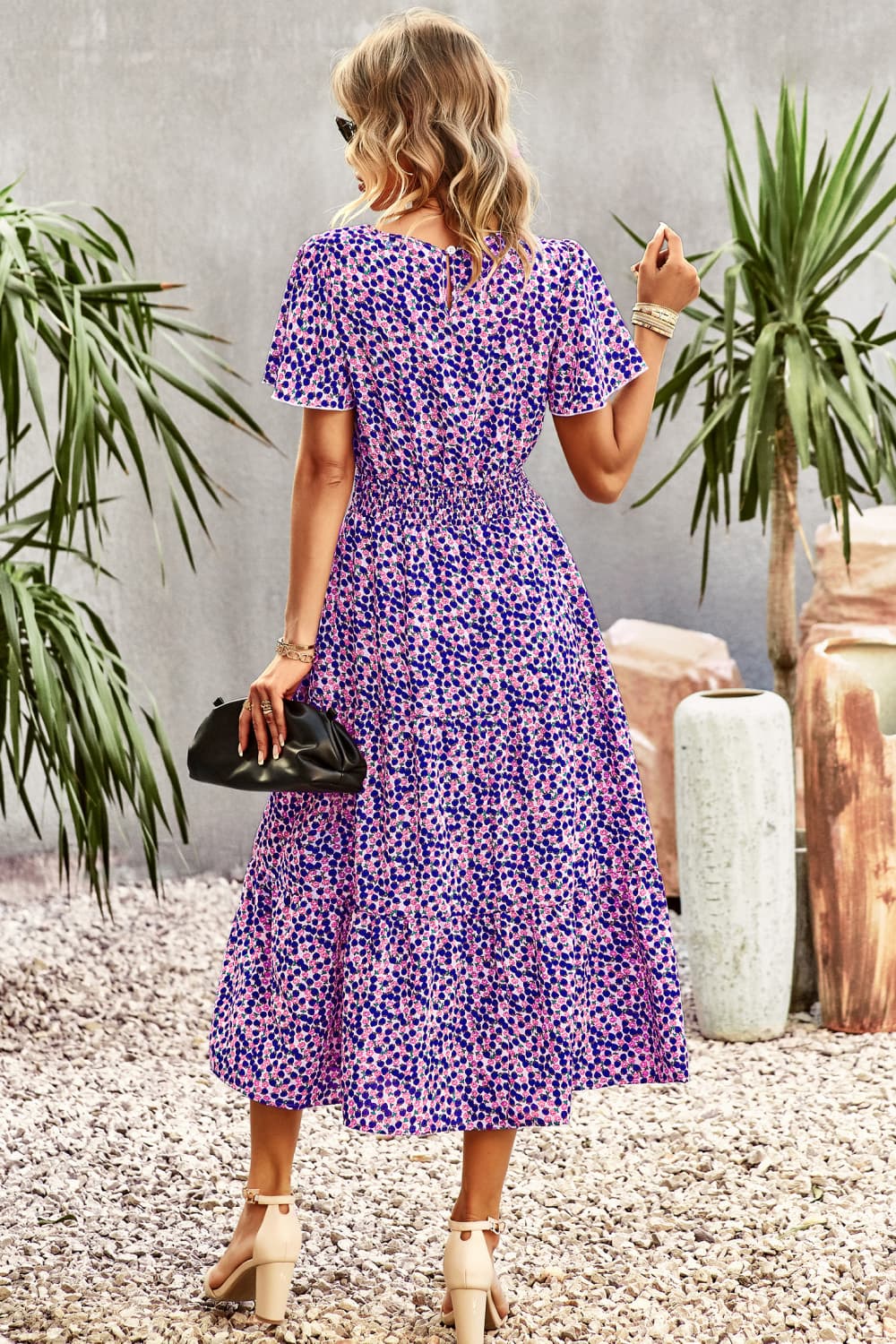 The Bold Floral Puff Sleeve Midi Dress