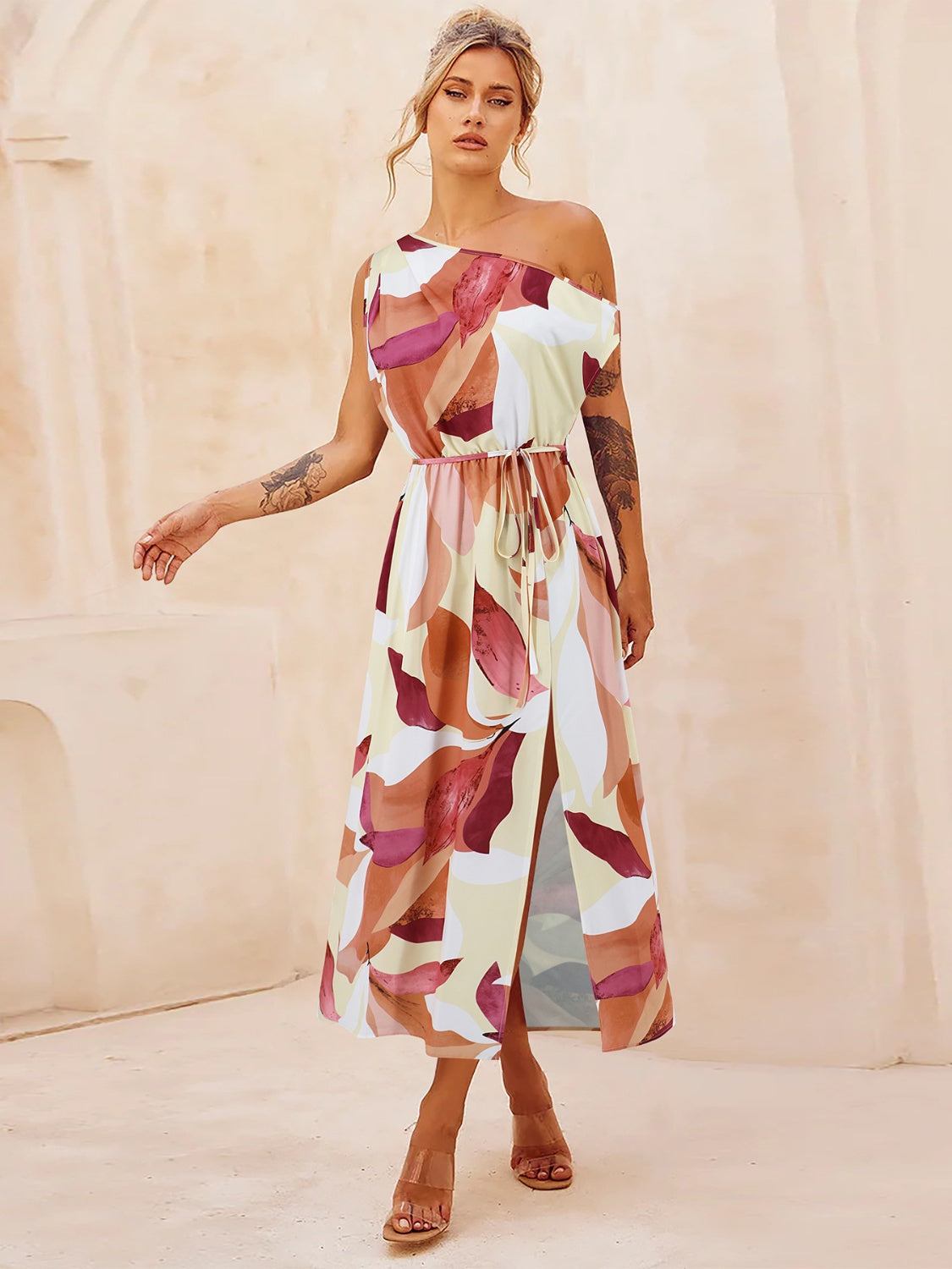 The Printed One Shoulder Dress