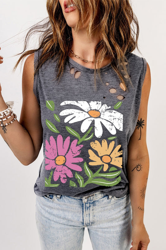 The Distressed Graphic Round Neck Tank