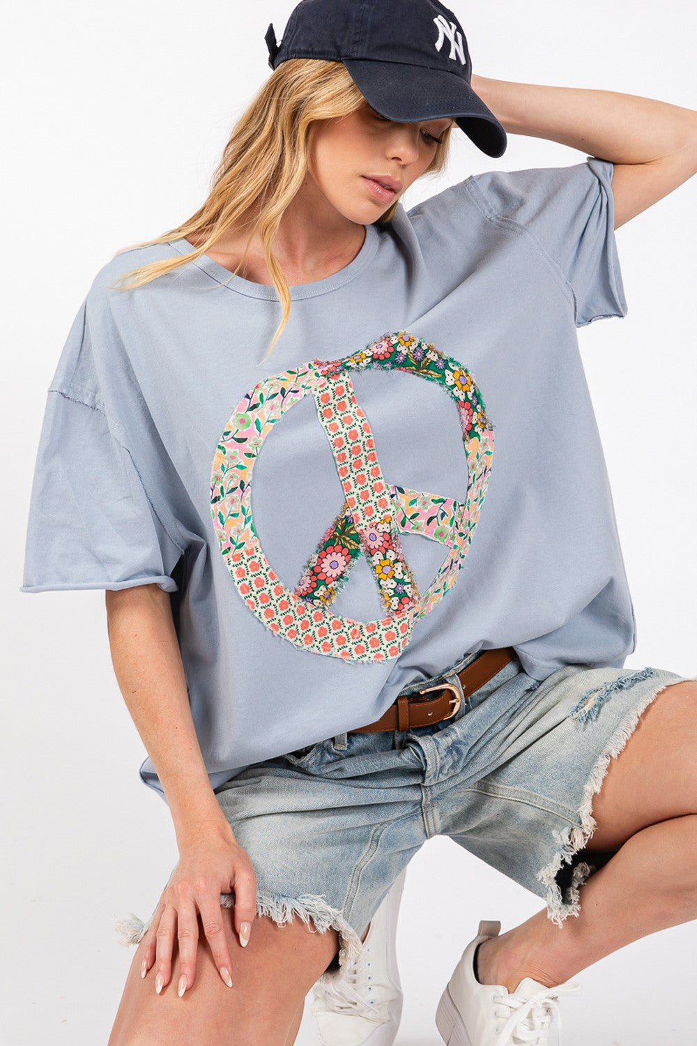 The Peace Sign Round Neck Half Sleeve T-Shirt