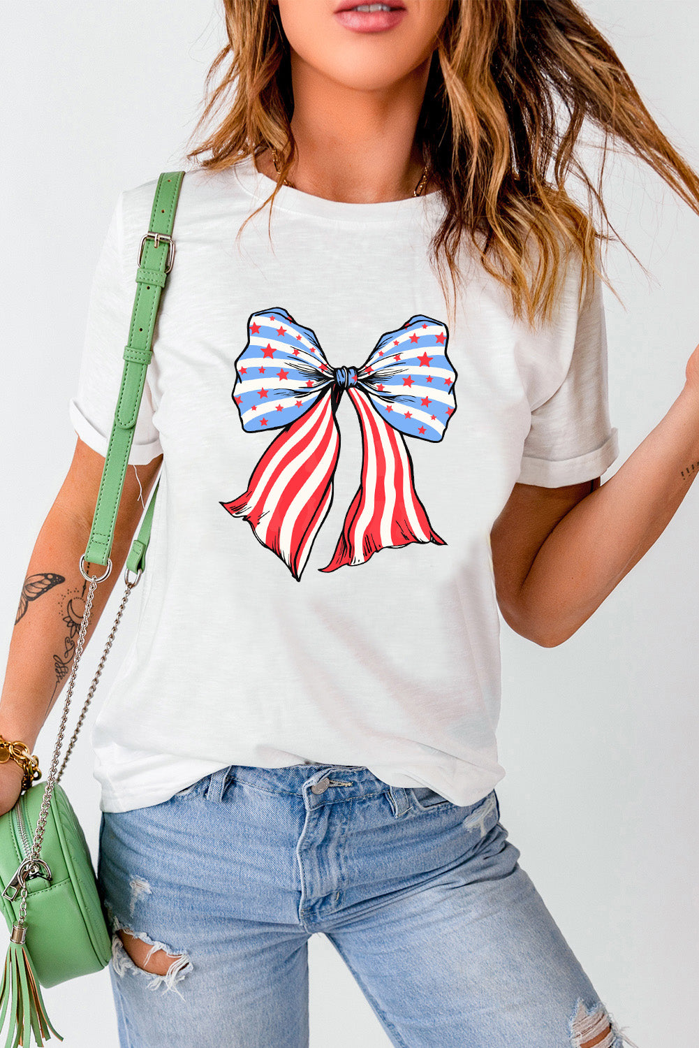 The Bow Graphic Round Neck Short Sleeve T-Shirt