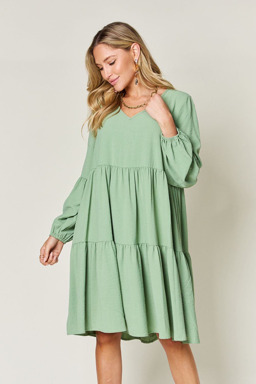 The Balloon Sleeve Tiered Dress