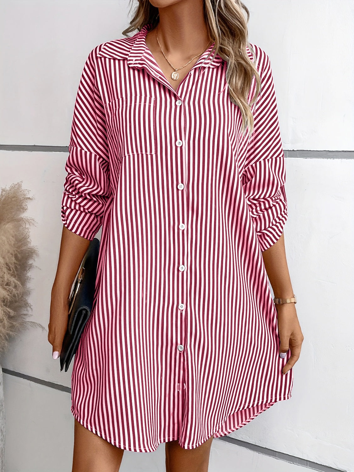 The Striped Mini Shirt Dress