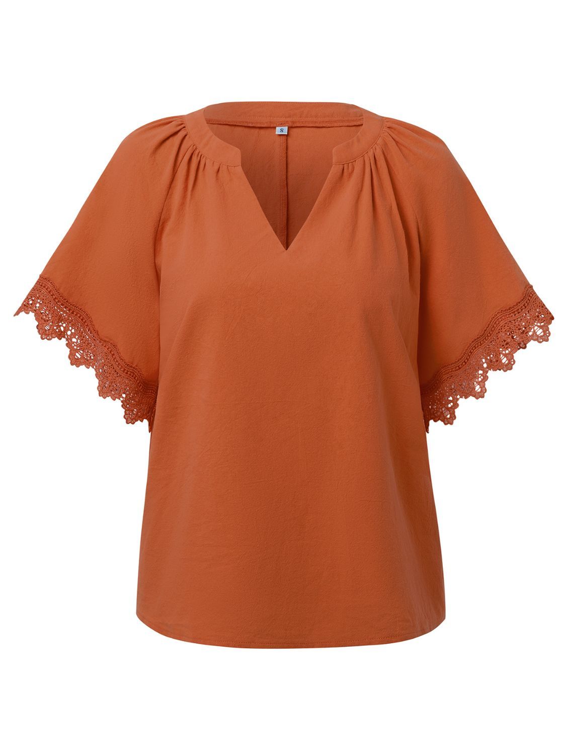 The Lace Detail Notched Blouse