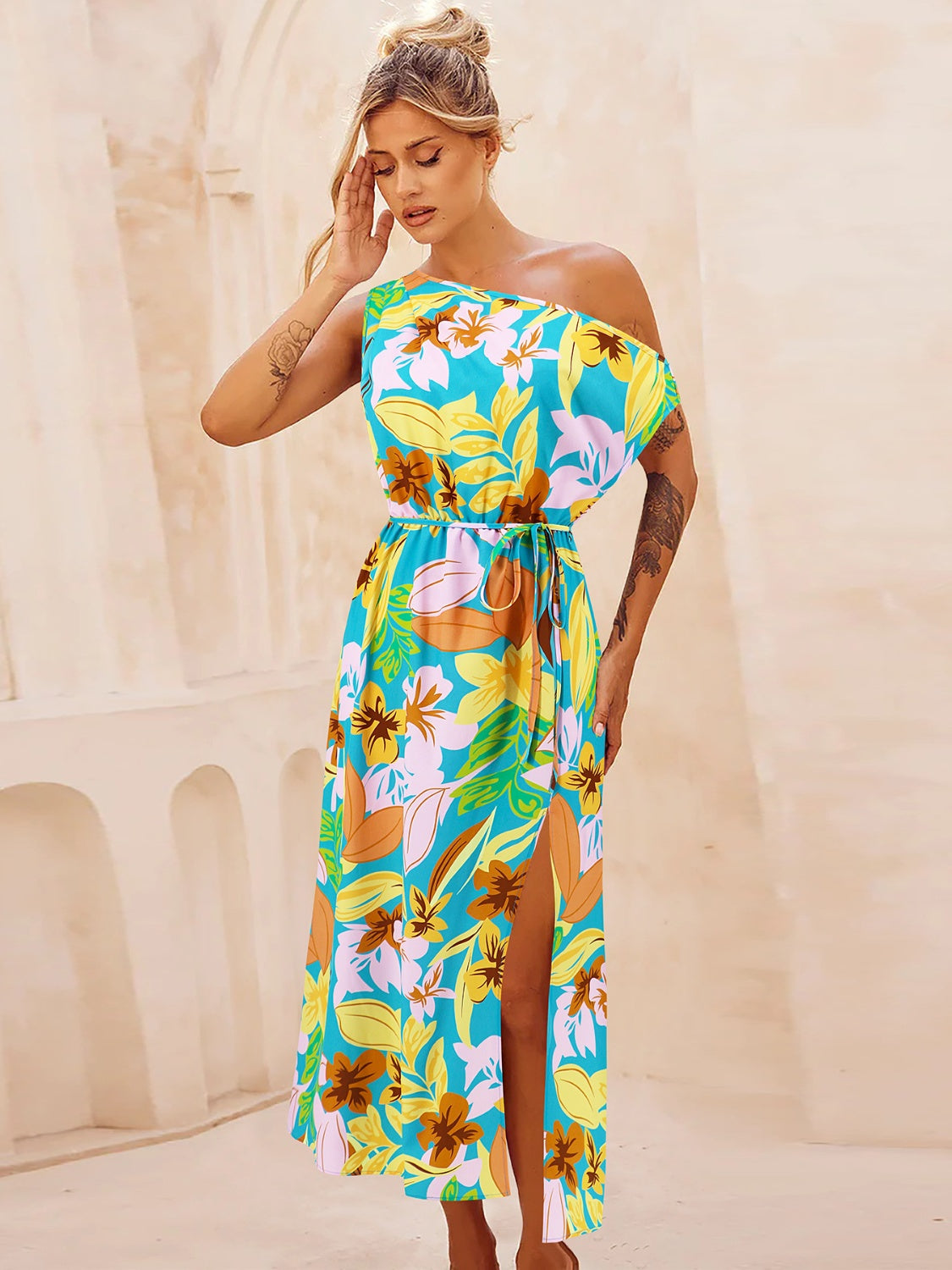 The Printed One Shoulder Dress