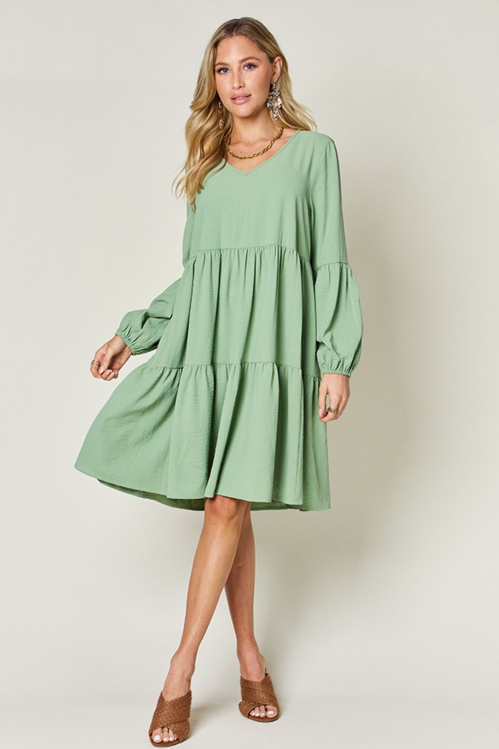 The Balloon Sleeve Tiered Dress