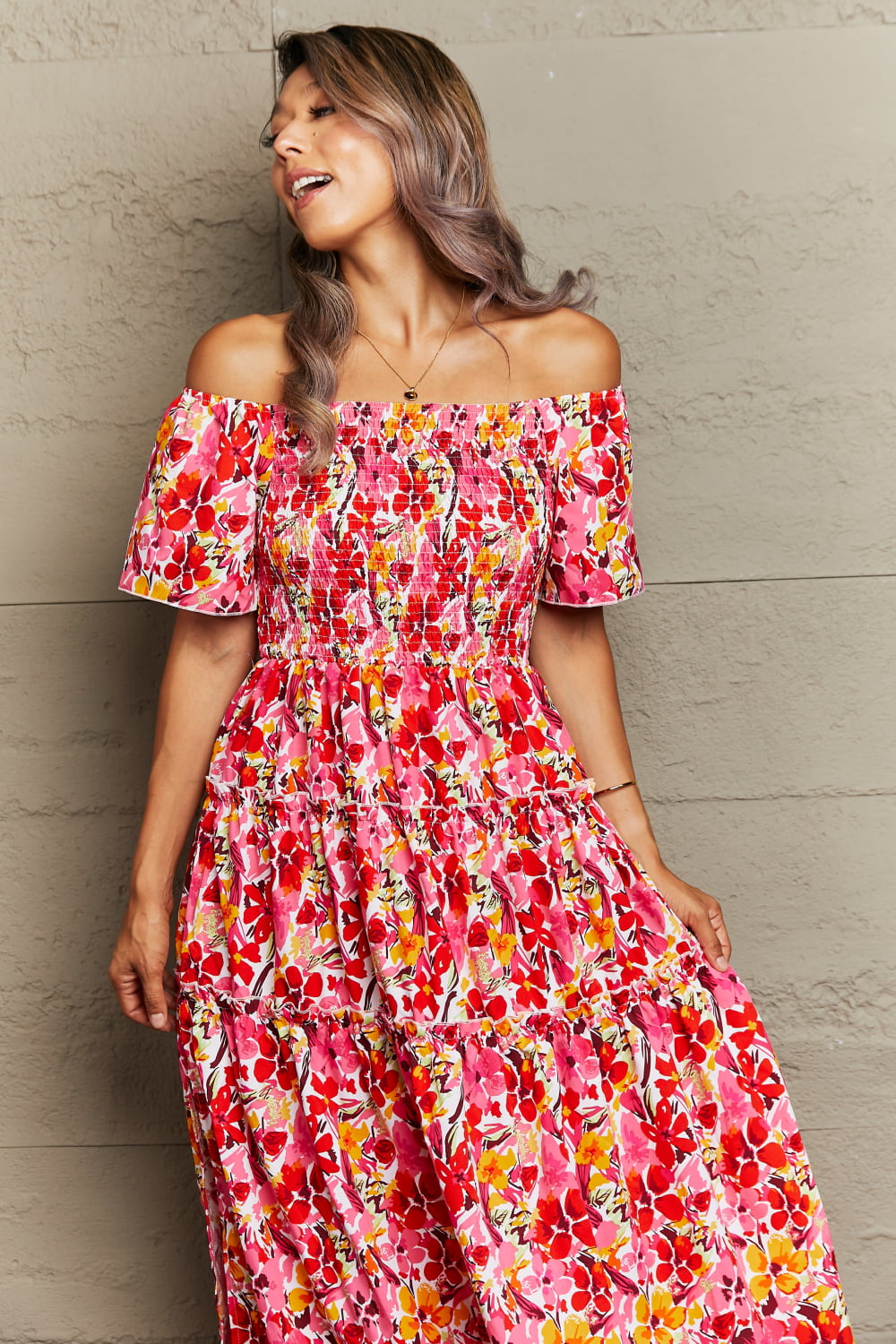 The Off-Shoulder Frill Trim Maxi Dress