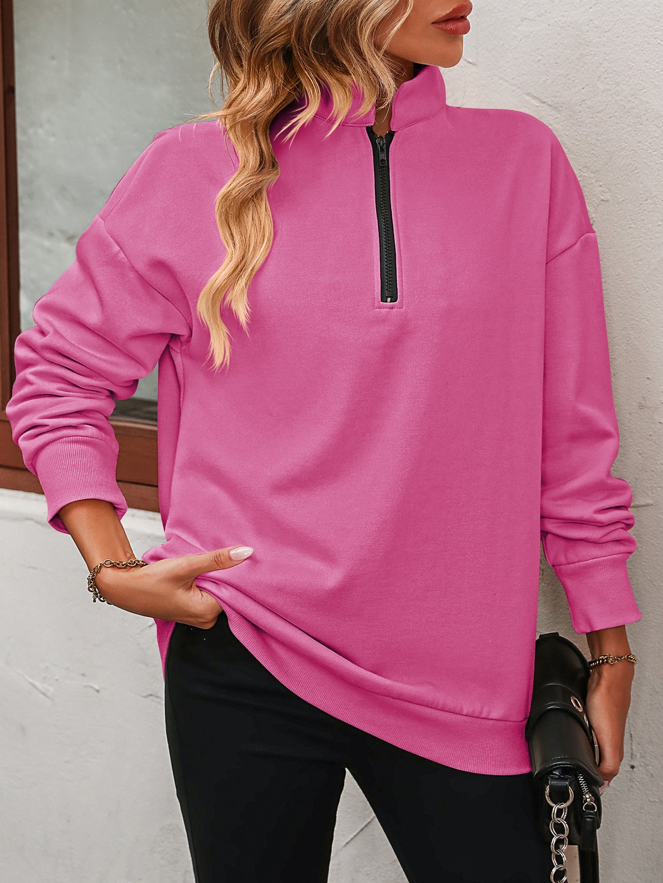 The Zip-Up Dropped Shoulder Sweatshirt